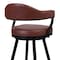 Armen Living Justin 30" Bar Height Swivel Vintage Coffee Faux Leather Bar Stool with Black Metal Legs LCJTBABLVC30 - alternate 7